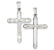 Sterling Silver Rhodium plated Reversible Crucifix Pendant
