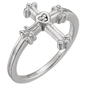 Trefoil Heart Cross Ring w  Diamond Accent