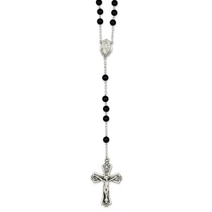 Sterling Silver Antiqued Onyx Rosary