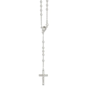Sterling Silver Polished Rosary Necklace