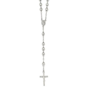 Sterling Silver Polished Rosary Necklace