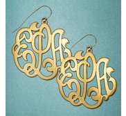Monogram Fancy Script Earrings w  Kidney Wire