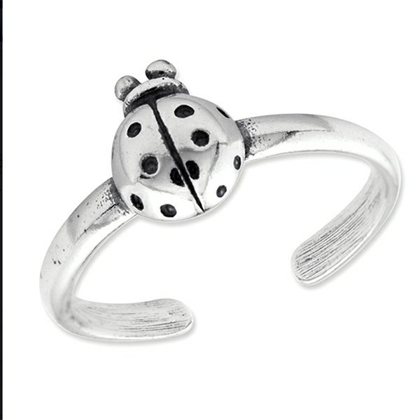 Sterling Silver Antiqued Ladybug Toe Ring PG81666