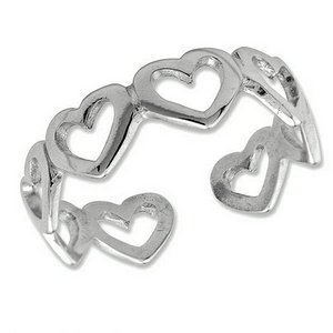 Sterling Silver Cut out Hearts Toe Ring