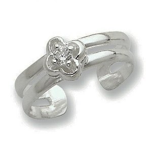 Sterling Silver CZ Floral Toe Ring