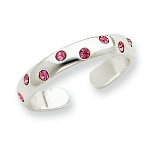 Sterling Silver Pink CZ Toe Ring