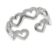 Sterling Silver Cut out Hearts Toe Ring