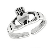 Sterling Silver Antiqued Claddagh Toe Ring