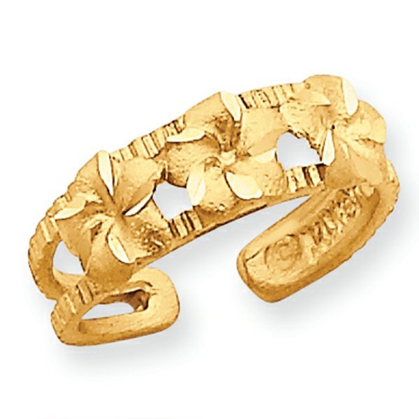 Best Quality Free Gift Box 14k Plumeria Toe Ring