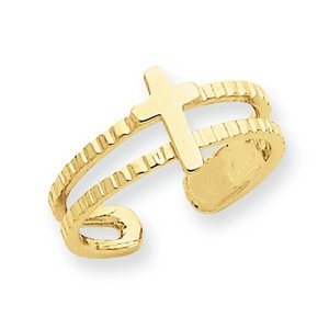 14k Yellow Gold Cross Toe Ring