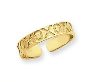 14k Yellow Gold XOXO Toe Ring