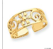 14k Yellow Gold Floral Toe Ring