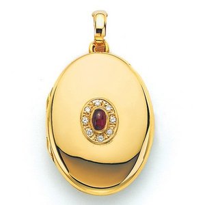 Victor Mayer 18K Gold Diamond Locket With Ruby