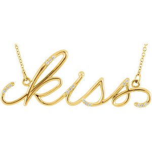 14K Gold  Kiss  Diamond necklace