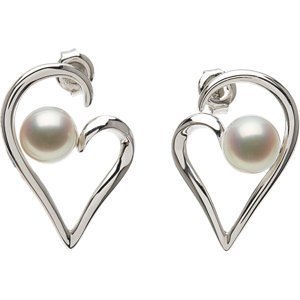 Freshwater Cultured Pearl Heart Earrings