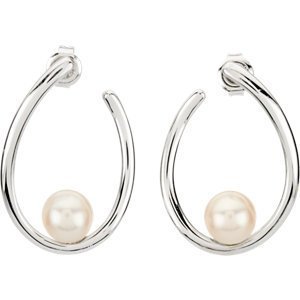 Freshwater Pearl   Diamond Earrings