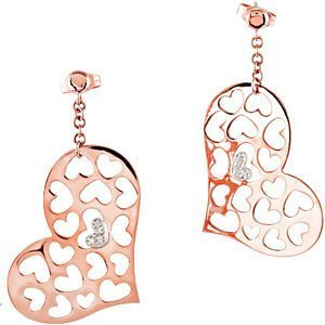  025 ct tw Diamond Heart Earrings