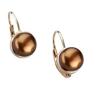 Freshwater Dyed Chocolate Cultured Pearl Lever Back Earrings
