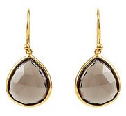 Smoky Quartz Earrings with 14k Yellow Gold Plating