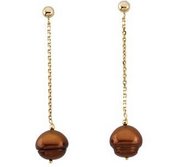 Freshwater Dyed Chocolate Cultured Circl Pearl Earrings