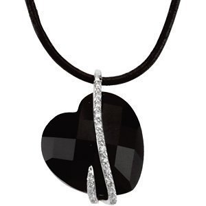 Genuine Onyx and Diamond Pendant