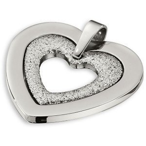 Amalfi  Stainless Steel Glitter Heart Pendant with Immersion Plate