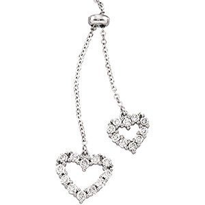 Two Dangle Hearts Diamond Pendant