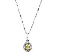 Oval Halo Style Yellow and White Sapphire Pendant