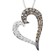 Brown and White Diamond Heart Necklace