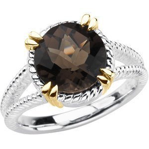Sterling Silver and 14kt yellow Smoky Quartz Ring