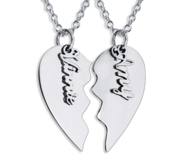 Personalized 2 Piece Couples Heart Necklace