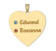 Personalized Couples Heart Pendant With Two Birthstones   Names