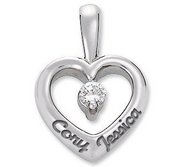 14K Personalized Couple s Heart Pendant w   07ct Diamond