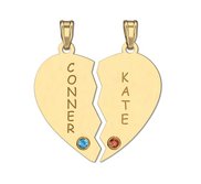 Personalized Couples Square Pendant With Two Birthstones   Names