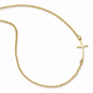 Sterling Silver Yellow Gold plated Small Sideways Curved Cross Necklace