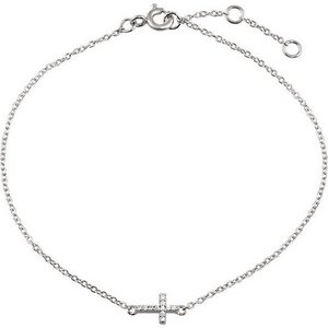 Cubic Zirconia Sideways Cross Design Bracelet