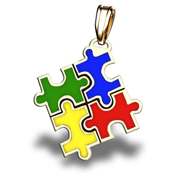 Personalised, Autism Awareness Jigsaw Pendant Necklace | Someone Remembered