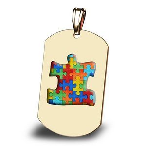 Autism Awareness Dogtag Color Puzzle Piece Pendant