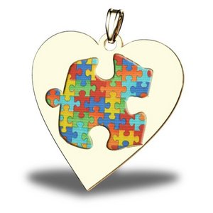 Autism Awareness Color Heart Puzzle Piece Pendant