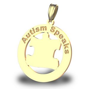Autism Awareness Round Coutout Puzzle Piece Pendant
