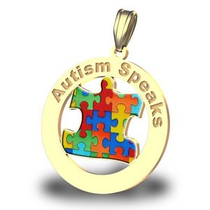 Autism Awareness Round Coutout Color Puzzle Piece Pendant