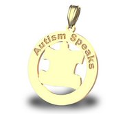 Autism Awareness Round Coutout Puzzle Piece Pendant