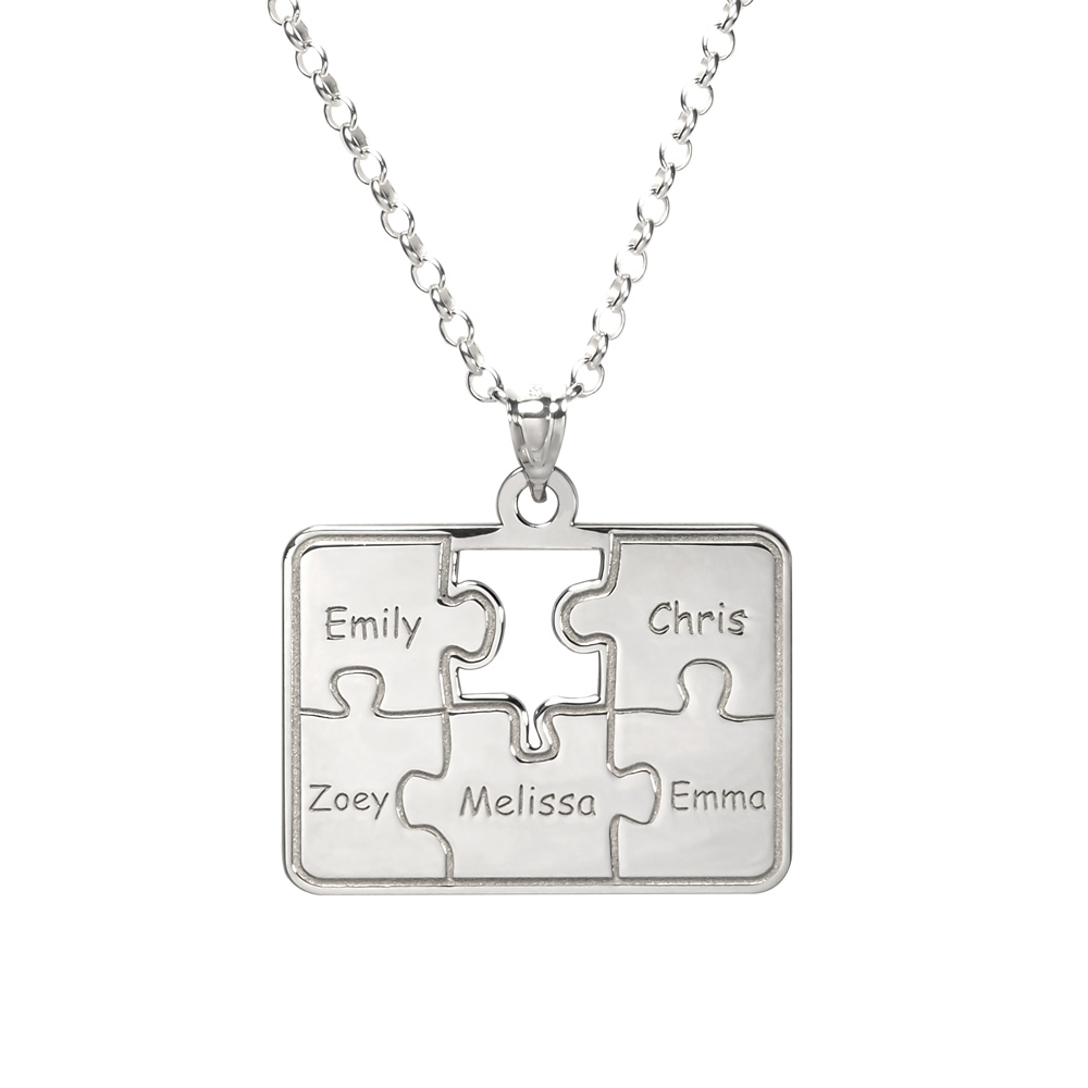 Personalized Family Five Piece Jigsaw Puzzle Pendant - PG83673