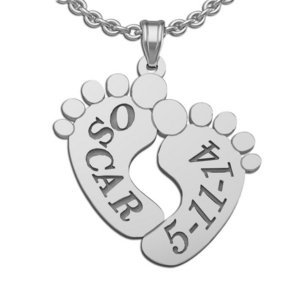 Personalized Baby Footprints Pendant with Names and Birthdate