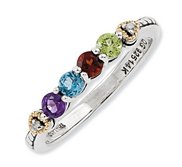 Sterling Silver   14k Four stone and Diamond Mother s Ring