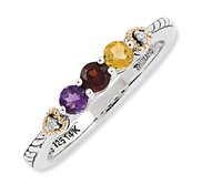 Sterling Silver   14k Three stone and Diamond Mother s Ring
