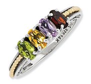 Sterling Silver   14k Gold Antiqued Mother s Ring w  Four Birthstones