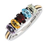 Sterling Silver   14k Gold Antiqued Mother s Ring w  Five Birthstones