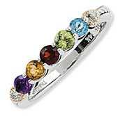 Sterling Silver   14k Five stone and Diamond Mother s Ring