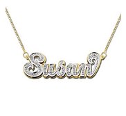Silver and White Gold Nameplate Necklaces